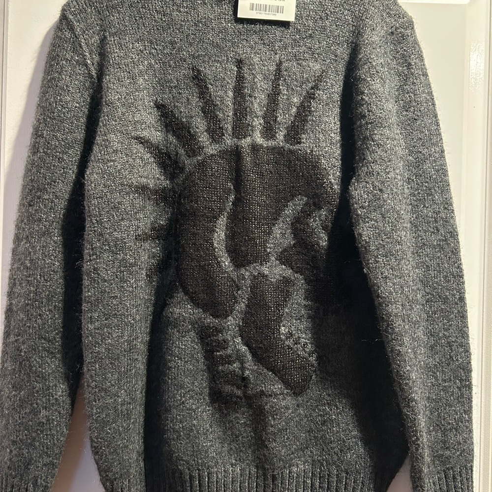 Grey and black Zara kids sweater pullover size 8 NWT. Skull is shiny